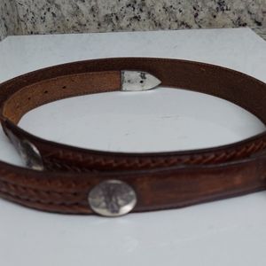 Brighton Onyx Men's Leather Belt Brown Size 38 Golf Motif Concho